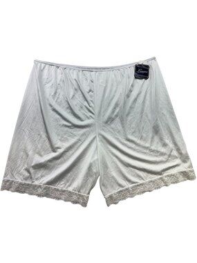 Lunaire Women's Lace Trim Culotte Slip Pettipants Stretch Size 4X White Casual